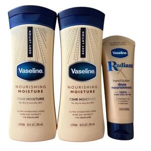 Lot 3 Vaseline Body Lotion Nourishing Moisture 10 oz.